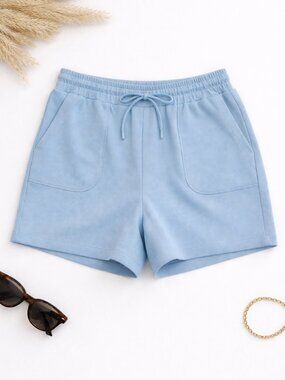 Mondetta Adriatic Blue Ribbed Lounge Shorts Drawstring Size Small